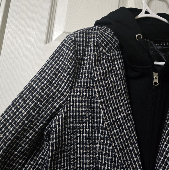 Elan Harper Hoodie Dickie Blazer, Black & White Plaid, Preppy Grunge, Sz Small. - Picture 6 of 15
